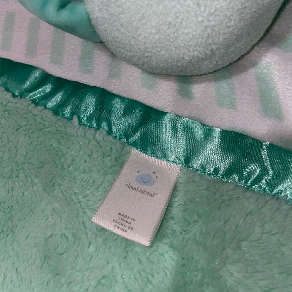 Cloud Island Green Chevron Elephant Lovey Security Blanket 29” Large - Picture 4 of 4